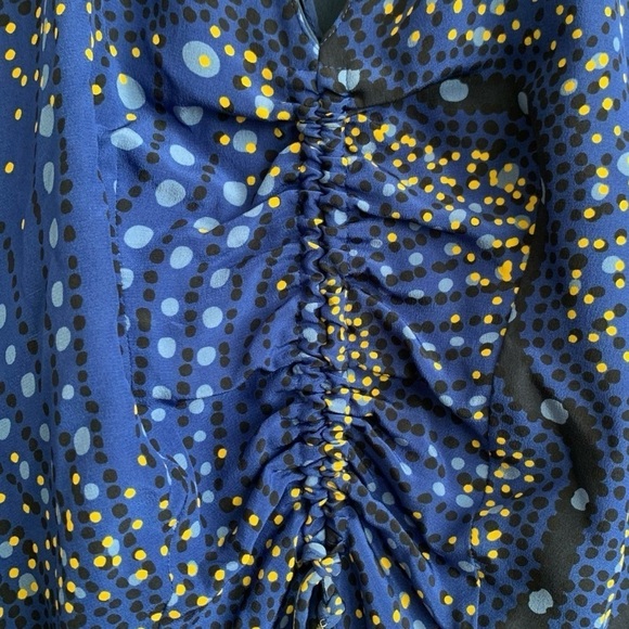 Altuzarra Mila Dress 36 Silk Asymmetric Ruched Long Sleeve Printed Midi Dress - Picture 7 of 16